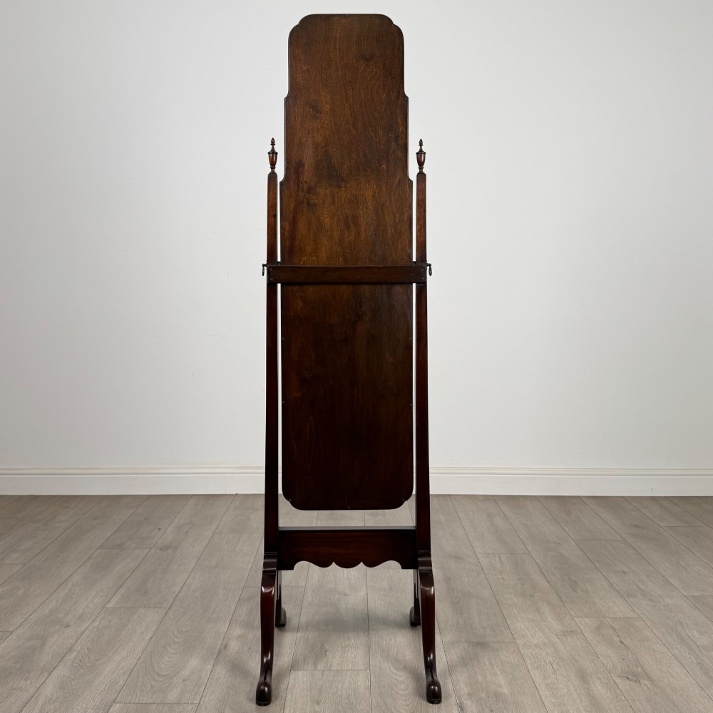 Antique 20th Century Georgian Style Cheval Mirror In Mahogany View VI