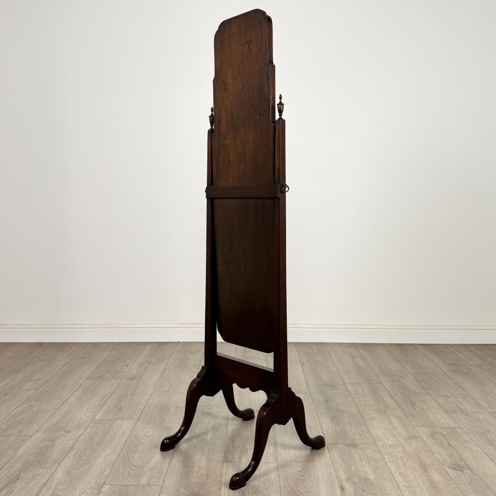 Antique 20th Century Georgian Style Cheval Mirror In Mahogany View VII