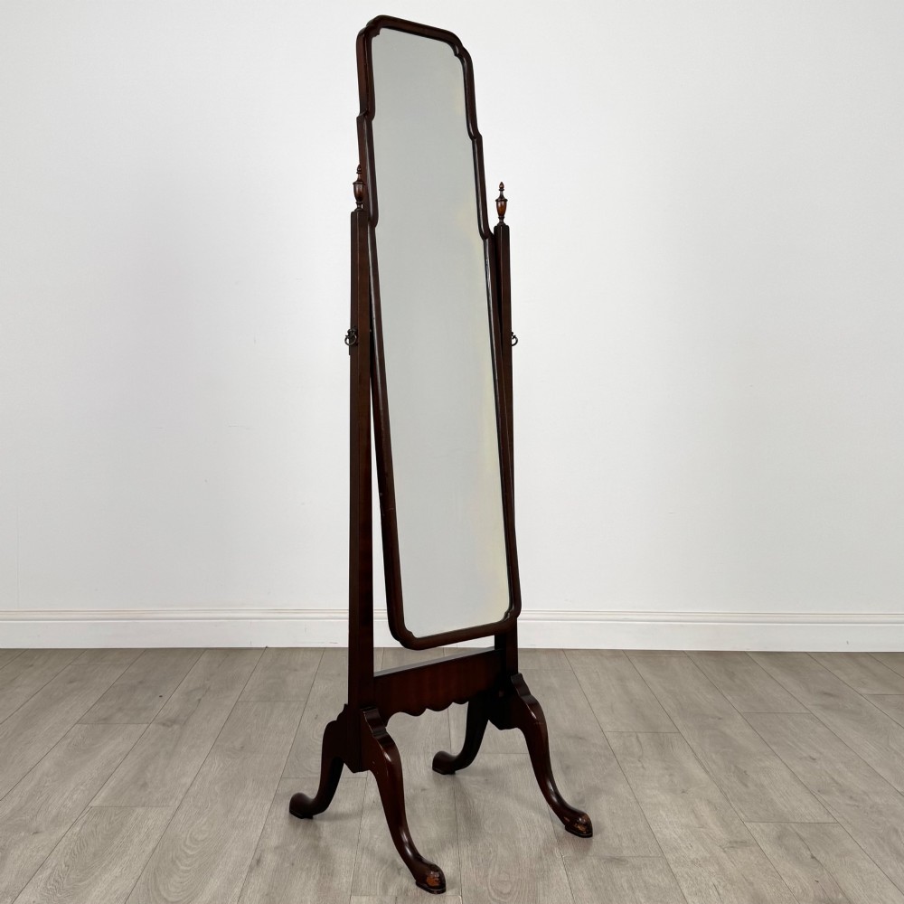 Antique 20th Century Georgian Style Cheval Mirror In Mahogany View X
