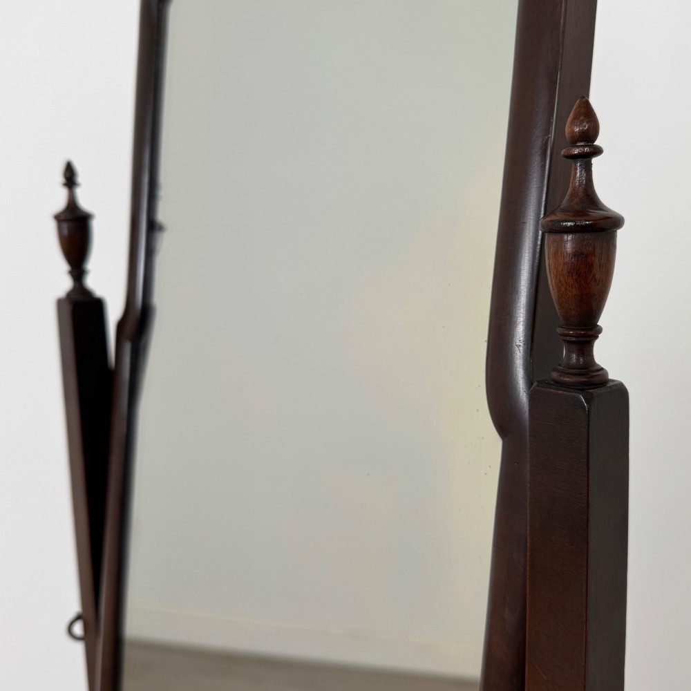 Antique 20th Century Georgian Style Cheval Mirror In Mahogany View XII