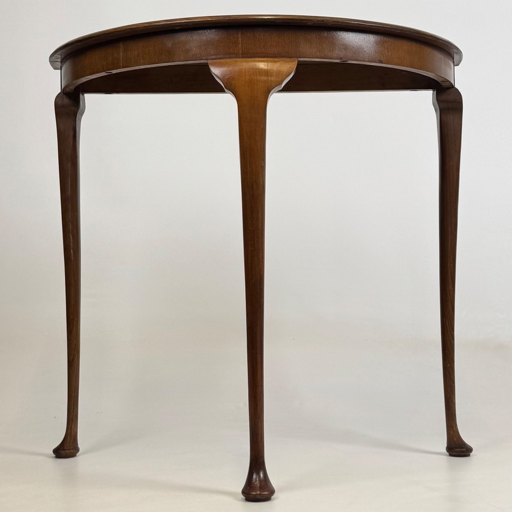 Antique 20th Century Edwardian Demi Lune Side Table In Oak