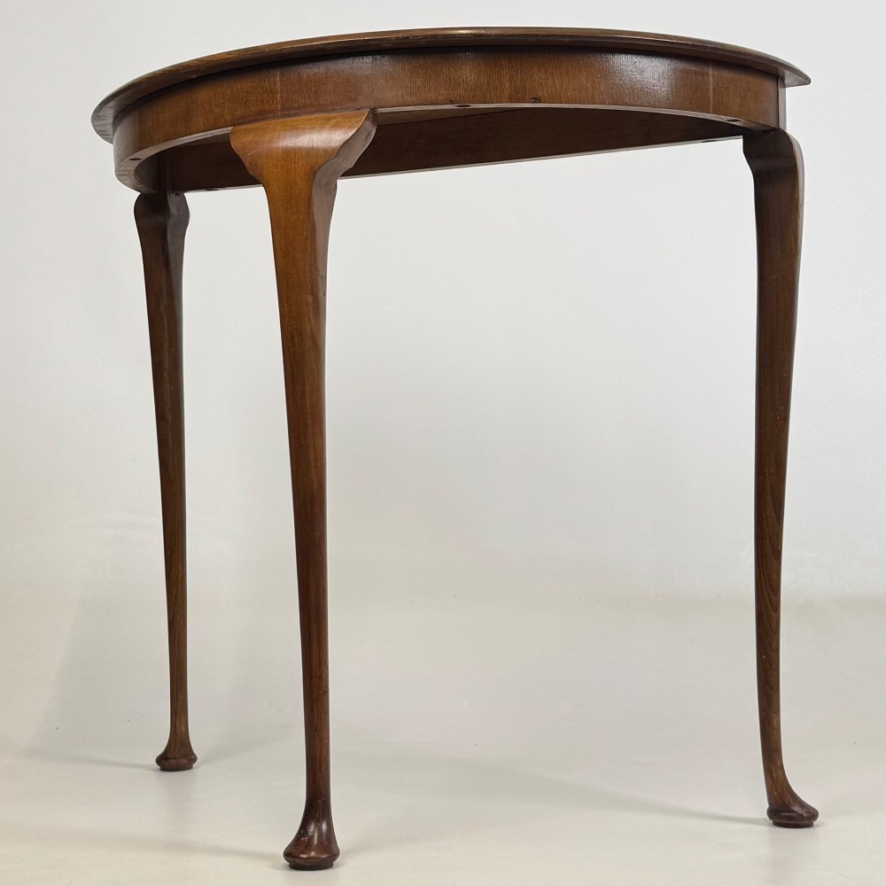 Antique 20th Century Edwardian Demi Lune Side Table In Oak View II