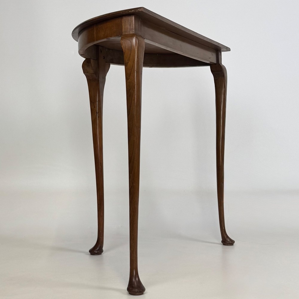 Antique 20th Century Edwardian Demi Lune Side Table In Oak View IV