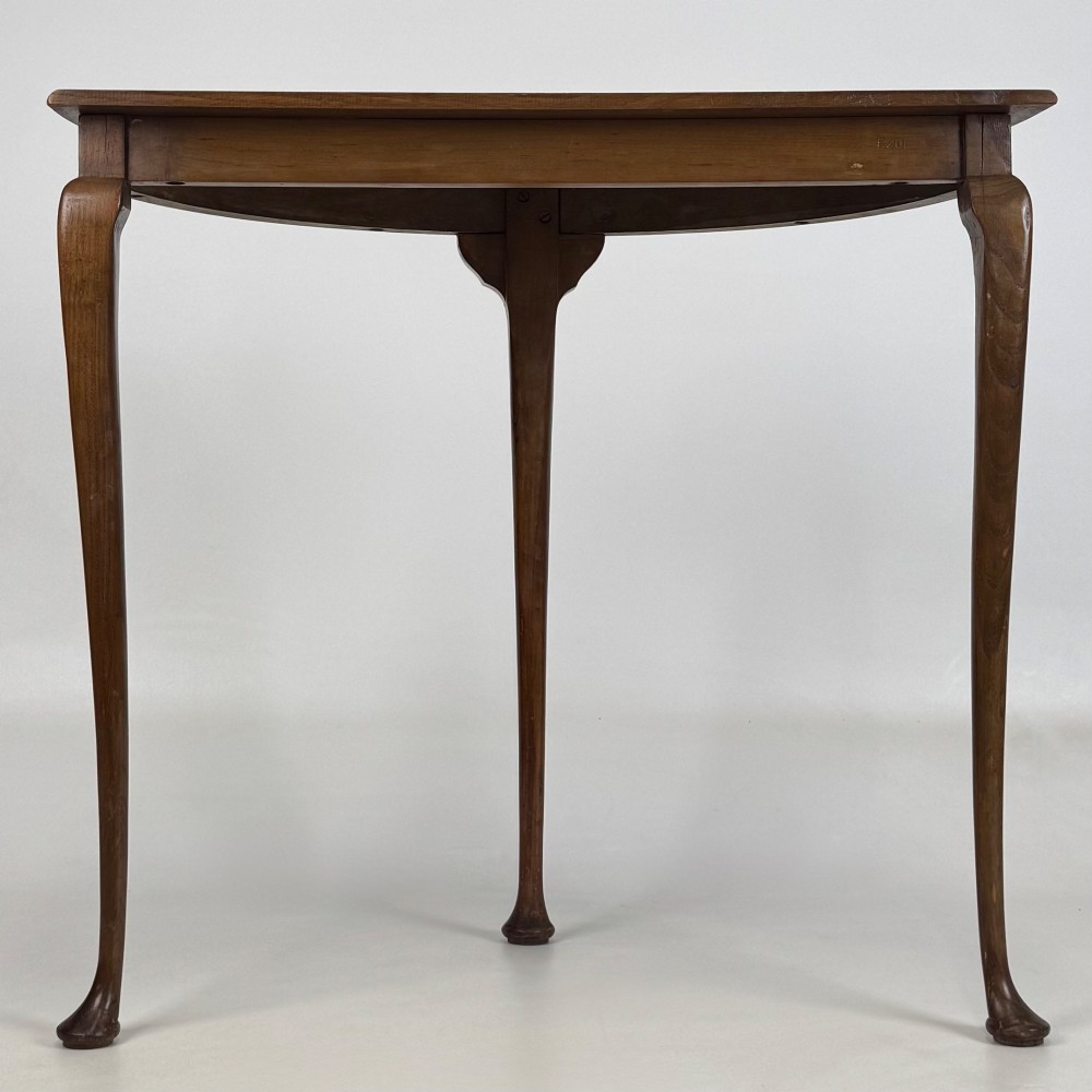 Antique 20th Century Edwardian Demi Lune Side Table In Oak View V