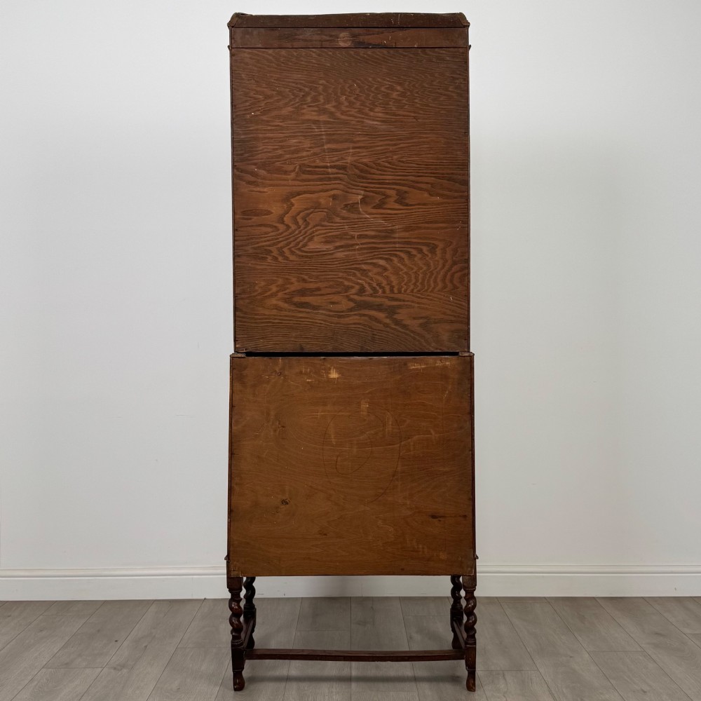Antique 20th Century Edwardian Bureau Bookcase In Oak View VI