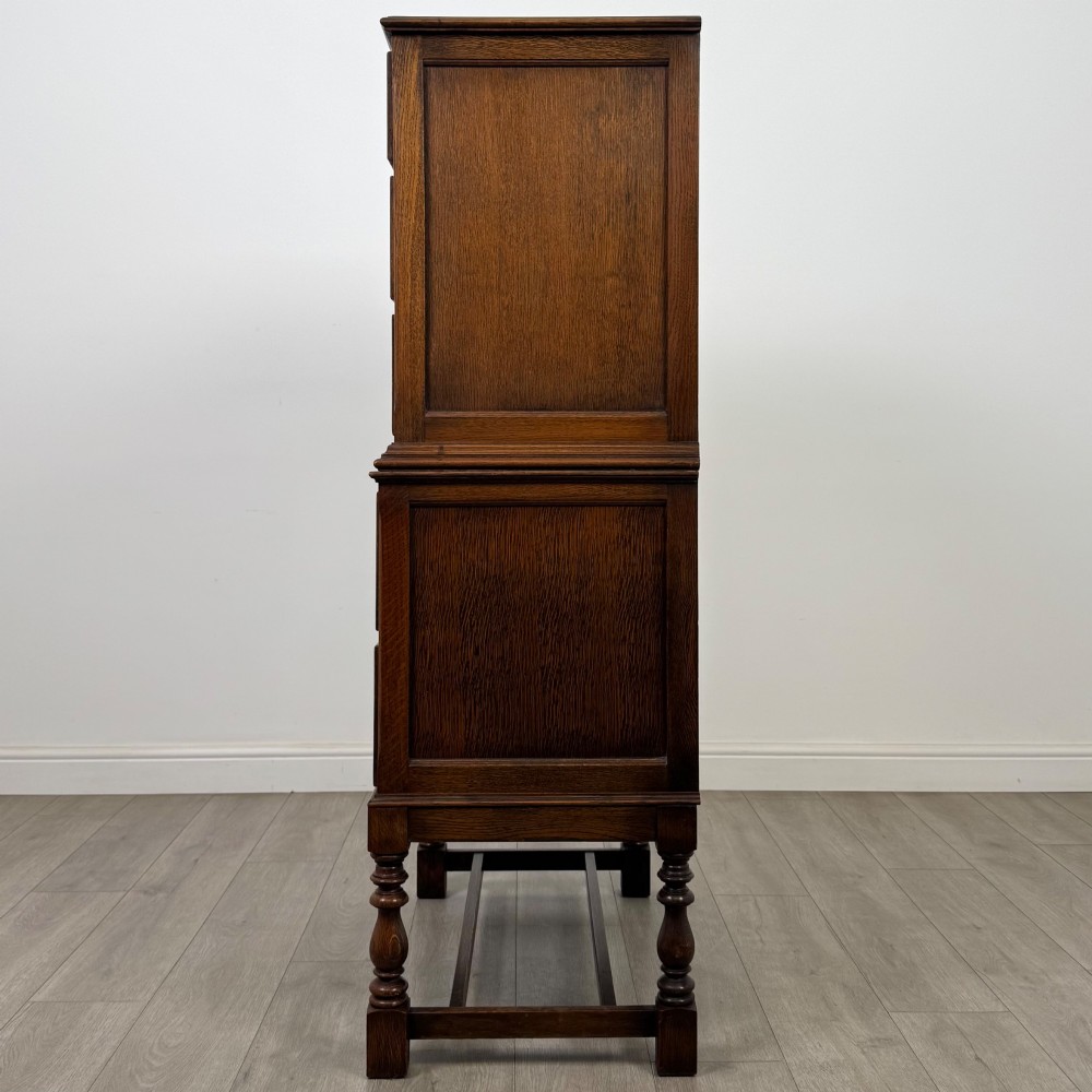 Antique 20th Century Edwardian Chest On Chest In Oak View III
