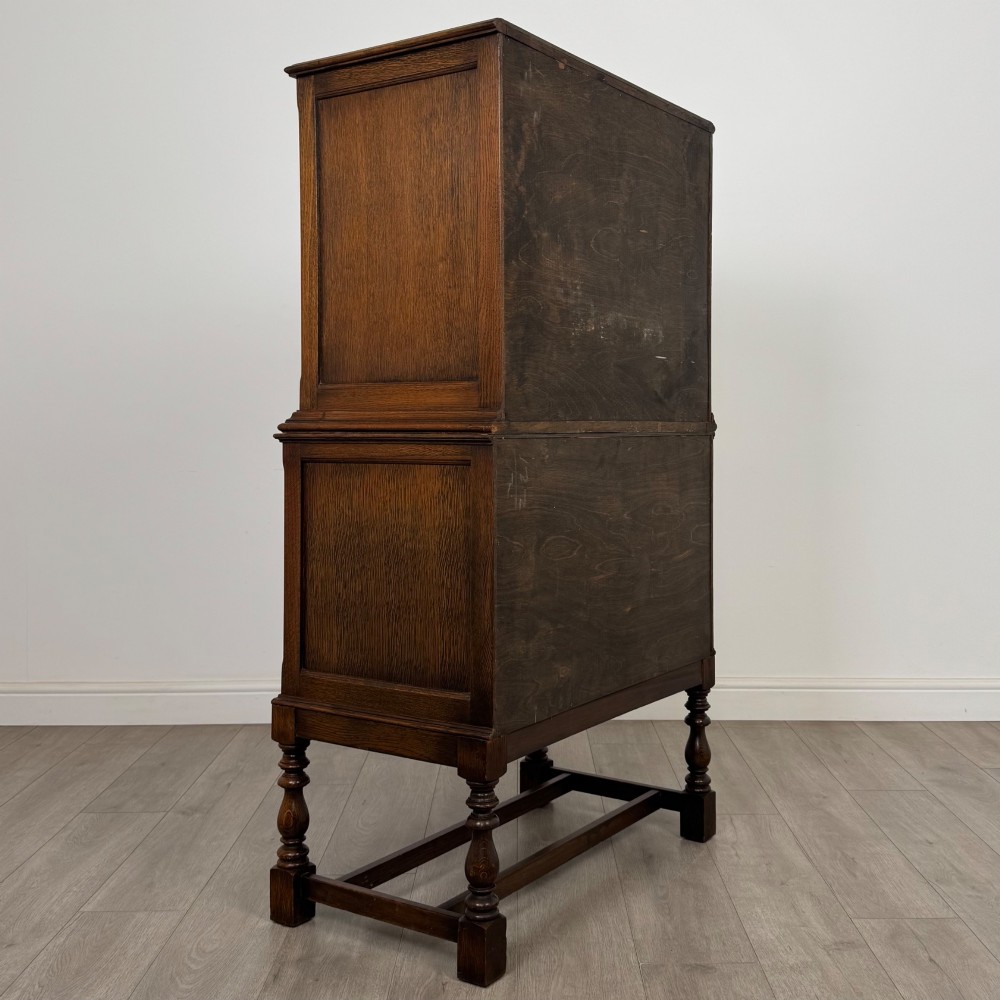 Antique 20th Century Edwardian Chest On Chest In Oak View IV