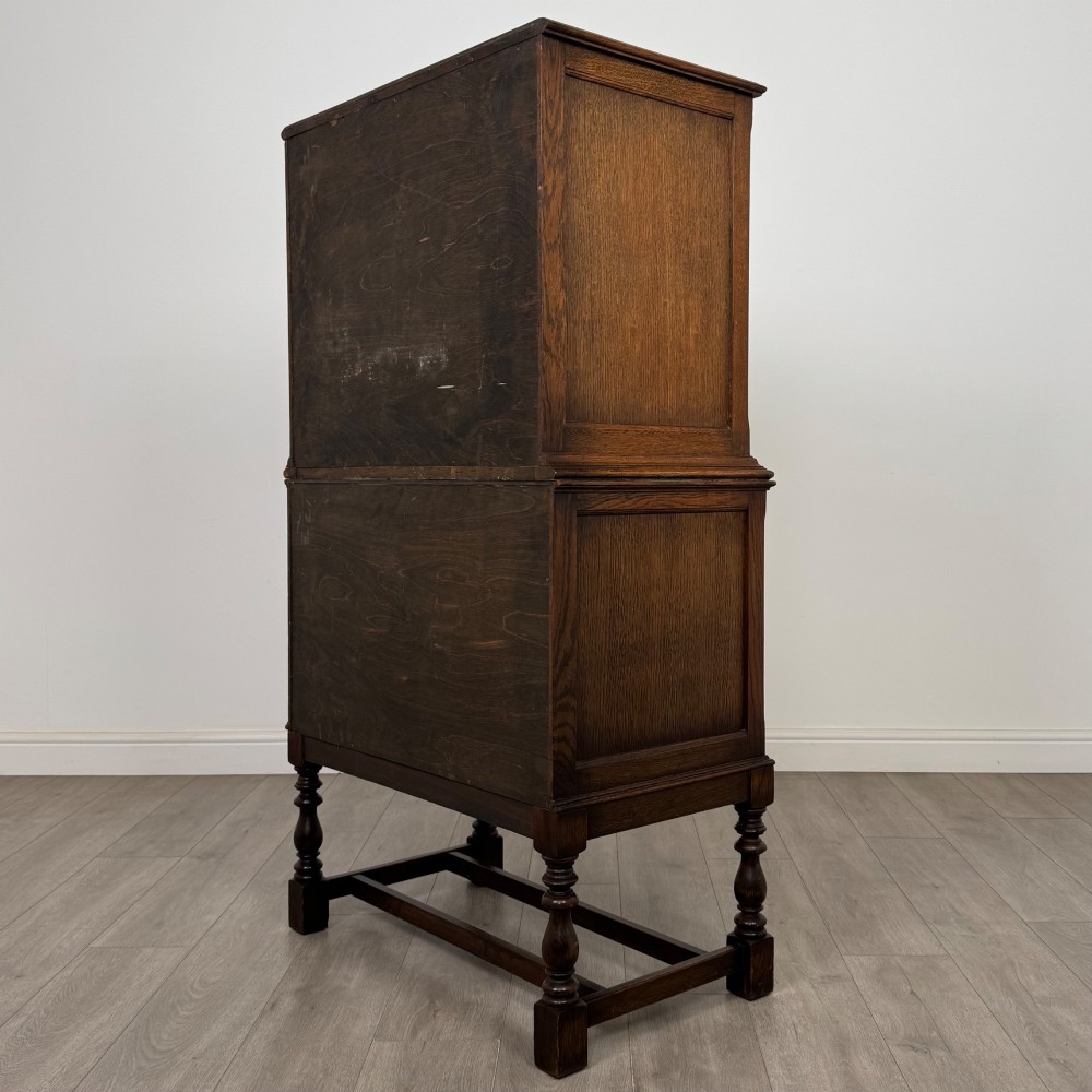 Antique 20th Century Edwardian Chest On Chest In Oak View VI