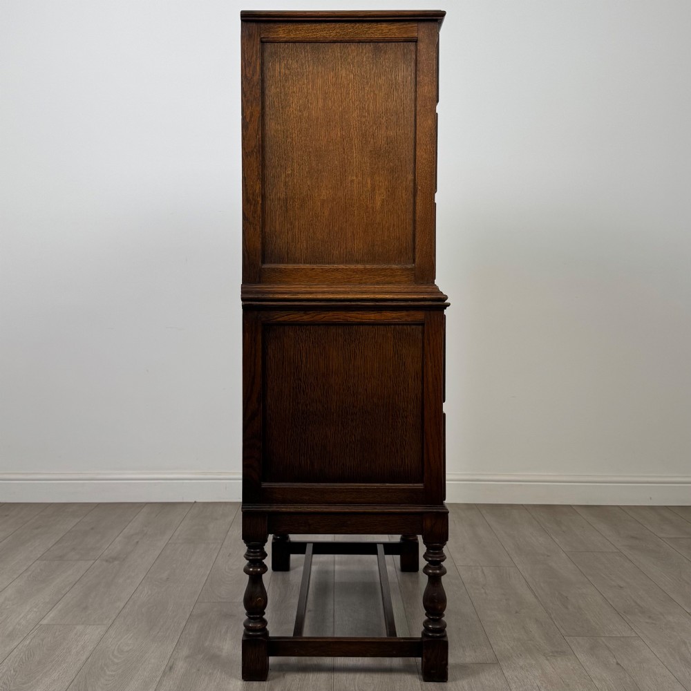 Antique 20th Century Edwardian Chest On Chest In Oak View VII