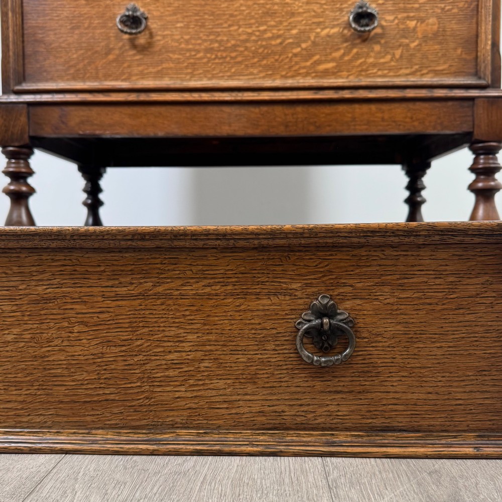 Antique 20th Century Edwardian Chest On Chest In Oak View XI