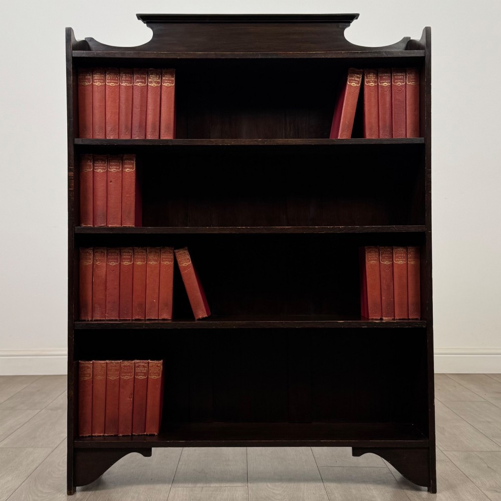 Antique 20th Century Edwardian Open Bookcase In Oak