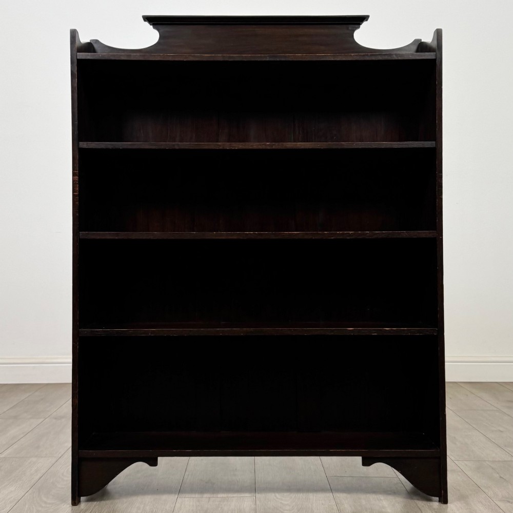 Antique 20th Century Edwardian Open Bookcase In Oak View II