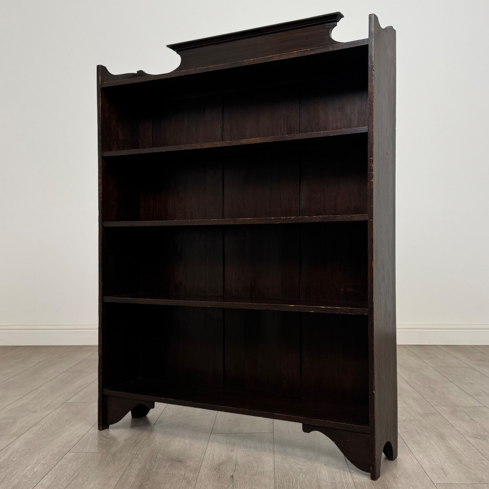Antique 20th Century Edwardian Open Bookcase In Oak View III