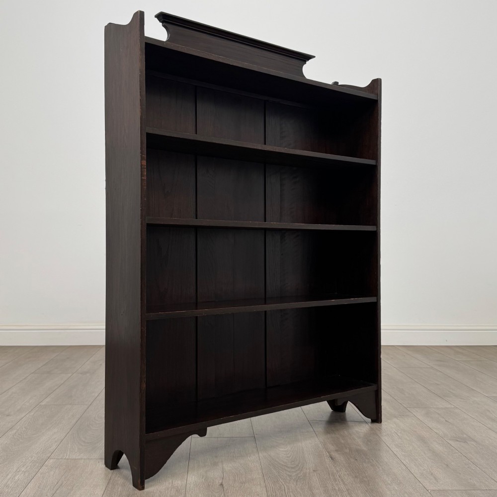 Antique 20th Century Edwardian Open Bookcase In Oak View IX