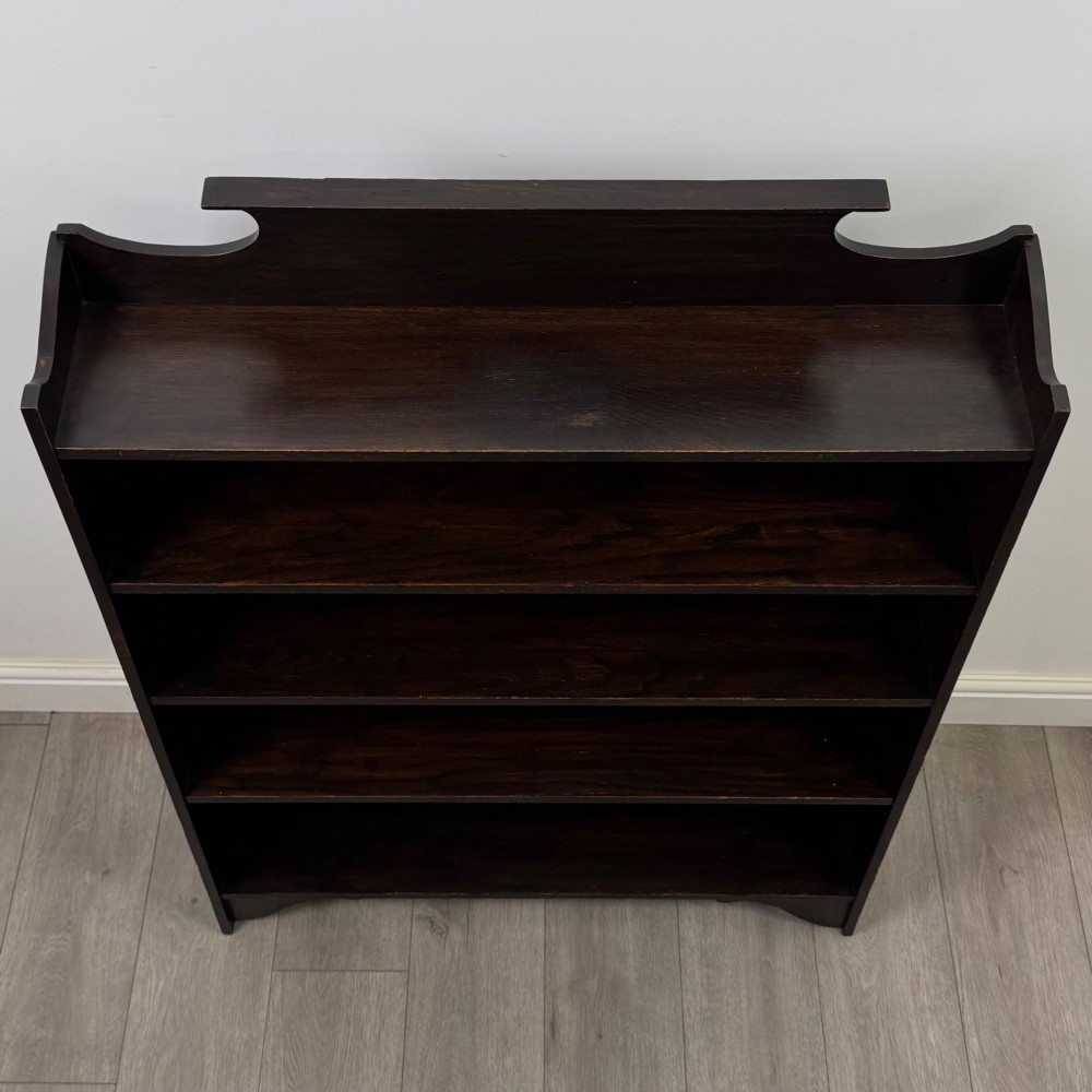 Antique 20th Century Edwardian Open Bookcase In Oak View X