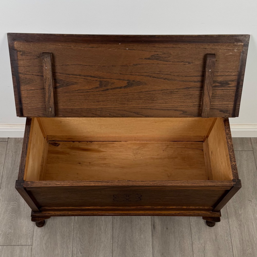 Antique 20th Century Edwardian Blanket Box In Oak View X