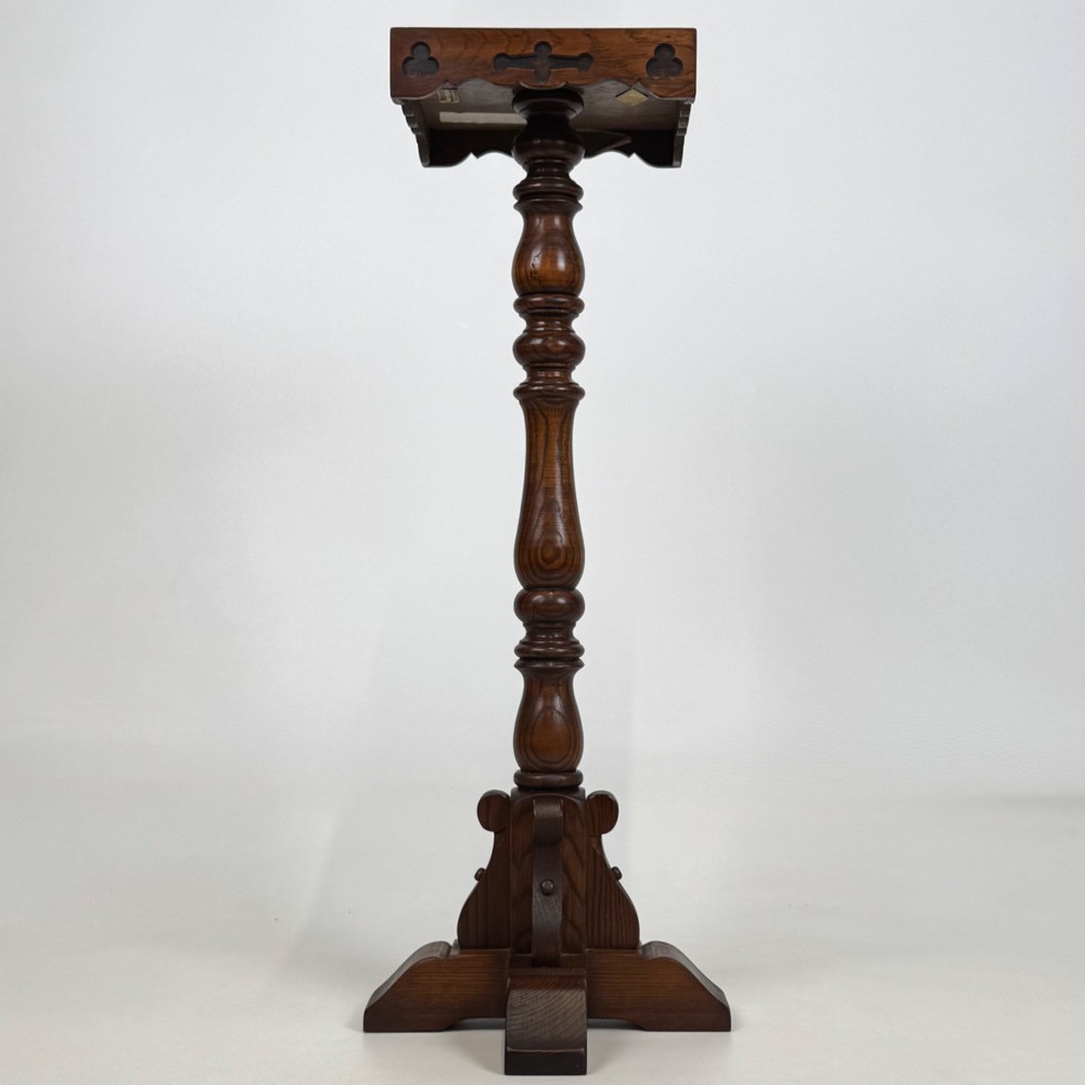 Antique 20th Century Decorative Plant Stand In Oak