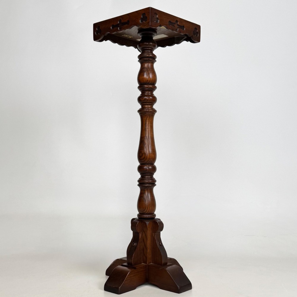 Antique 20th Century Decorative Plant Stand In Oak View II