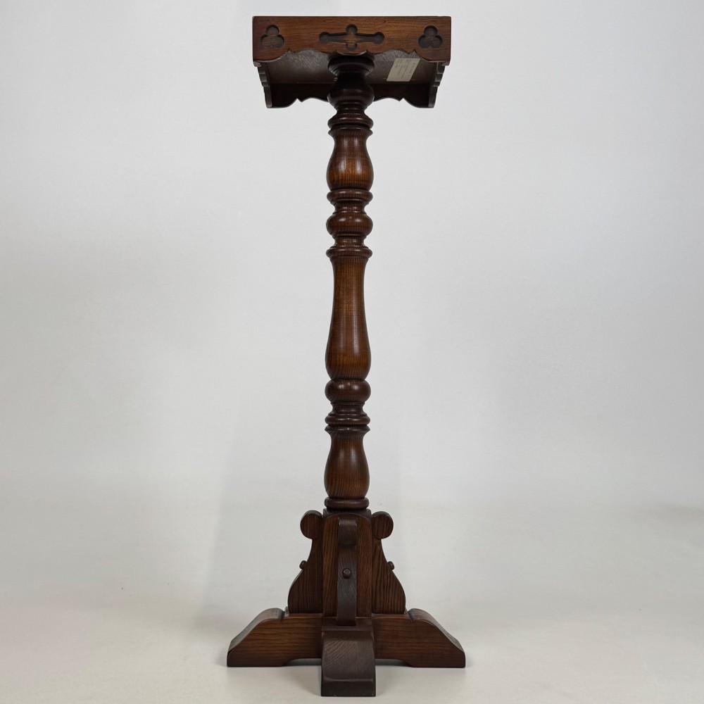 Antique 20th Century Decorative Plant Stand In Oak View III