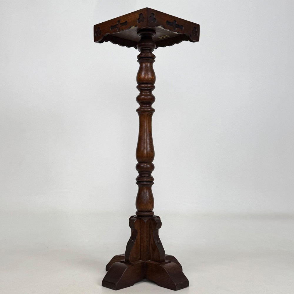 Antique 20th Century Decorative Plant Stand In Oak View IV