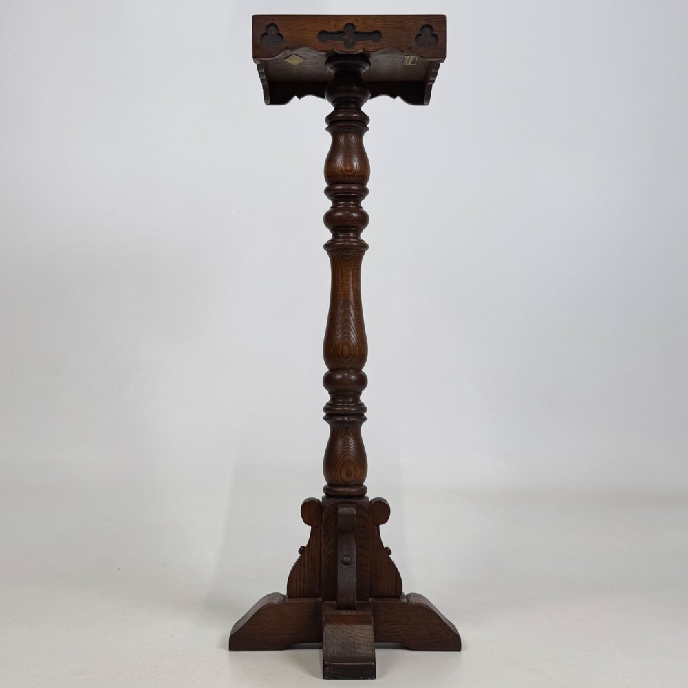 Antique 20th Century Decorative Plant Stand In Oak View V