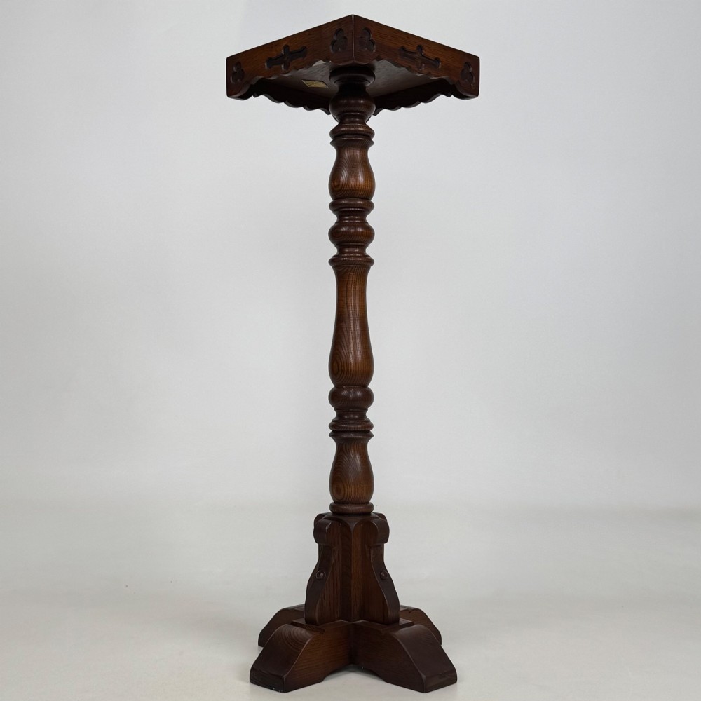 Antique 20th Century Decorative Plant Stand In Oak View VI
