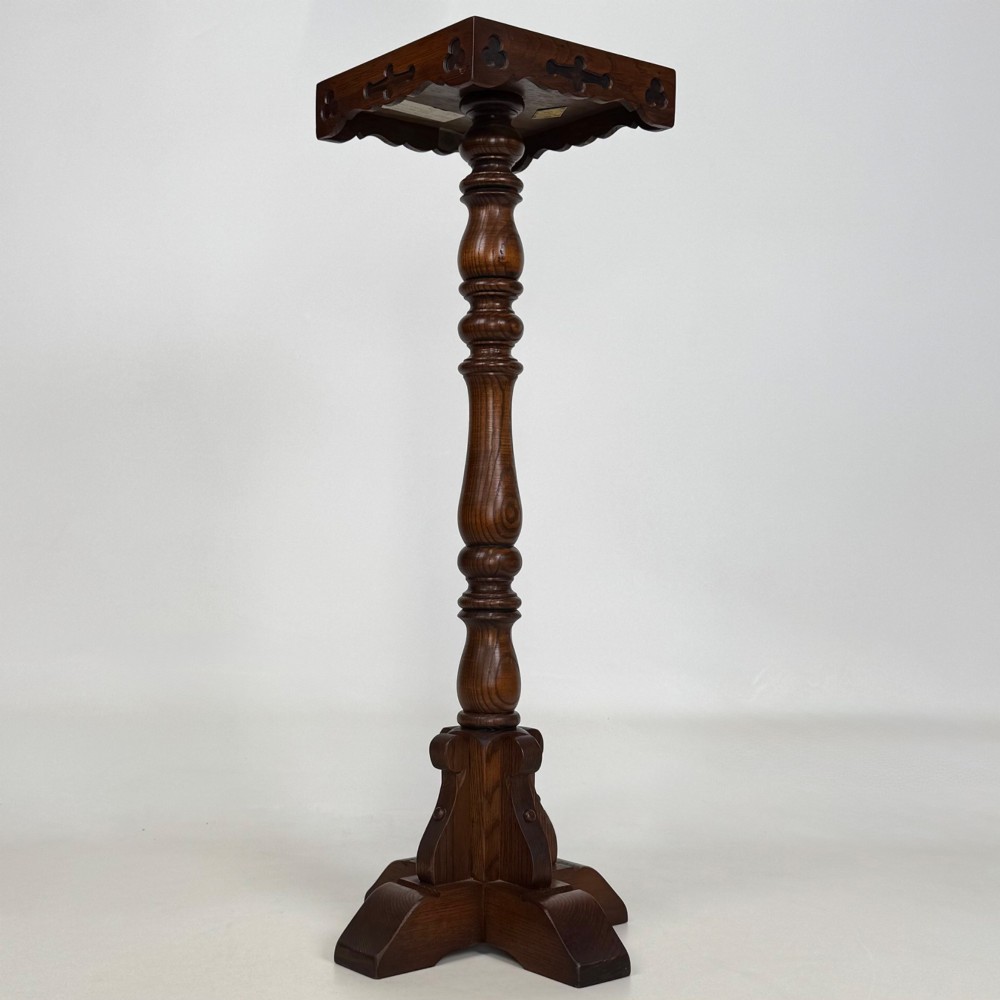 Antique 20th Century Decorative Plant Stand In Oak View VIII