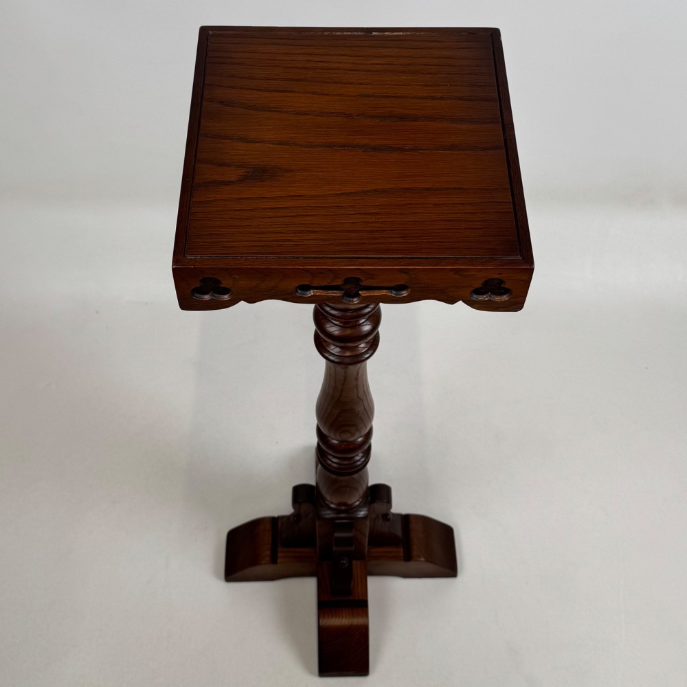 Antique 20th Century Decorative Plant Stand In Oak View IX
