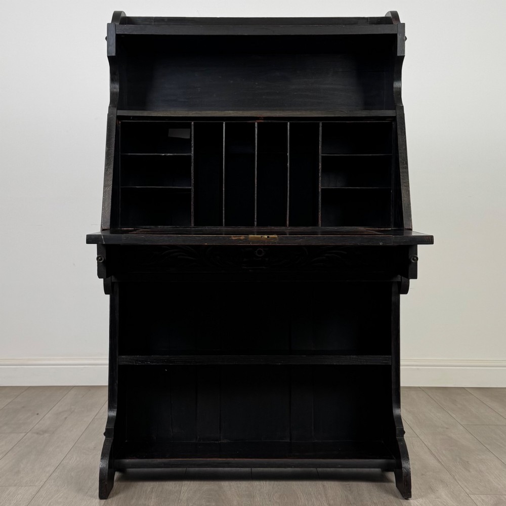 Antique 19th Century Victorian Green Man Bureau In Oak View III