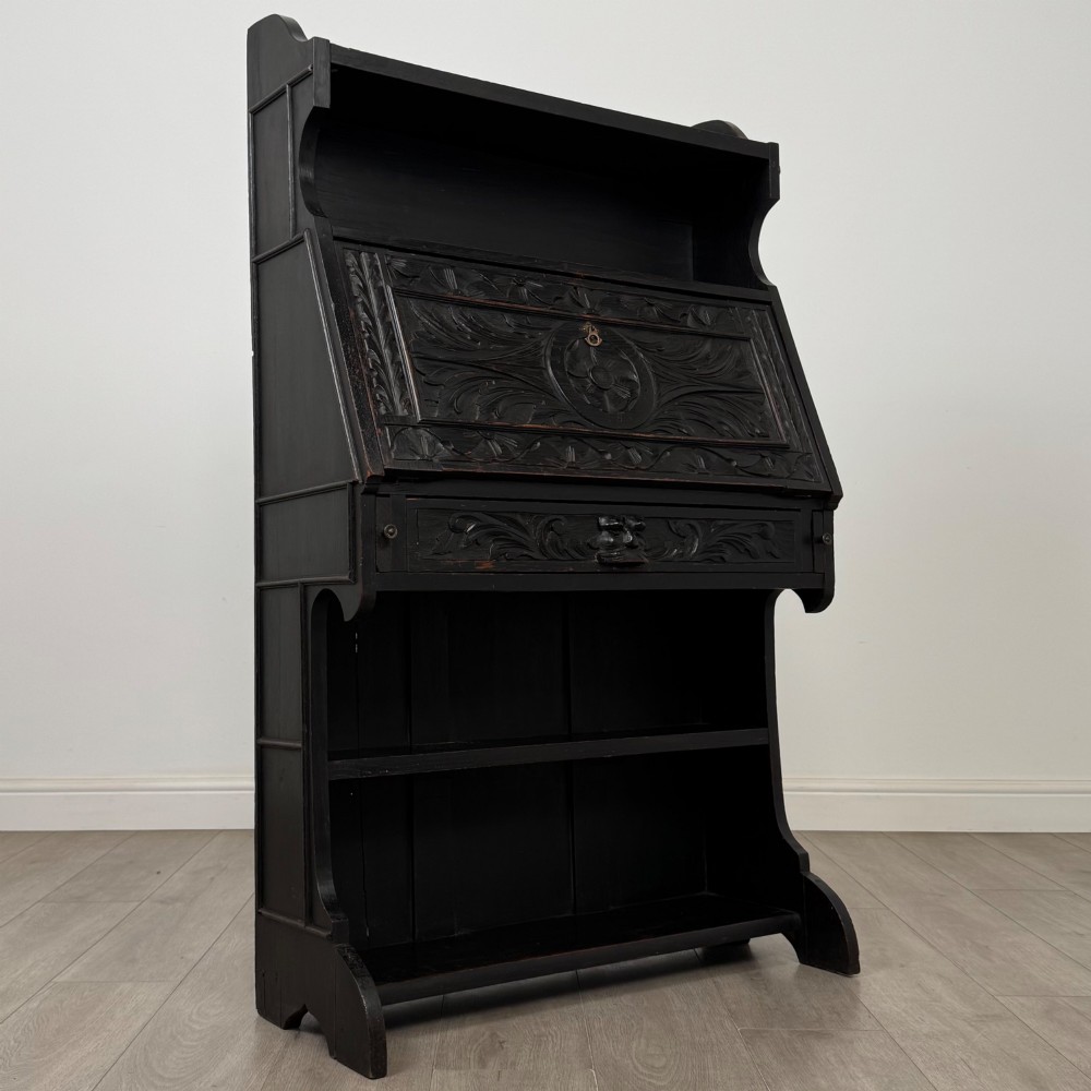Antique 19th Century Victorian Green Man Bureau In Oak View X