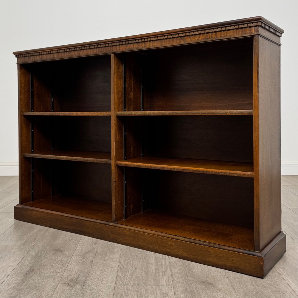 Antique 20th Century Large Open Bookcase In Oak View III