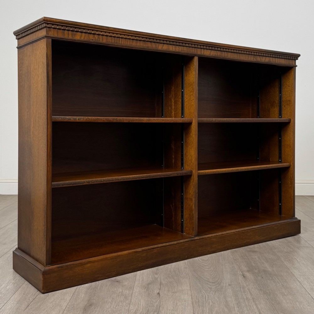 Antique 20th Century Large Open Bookcase In Oak View IX