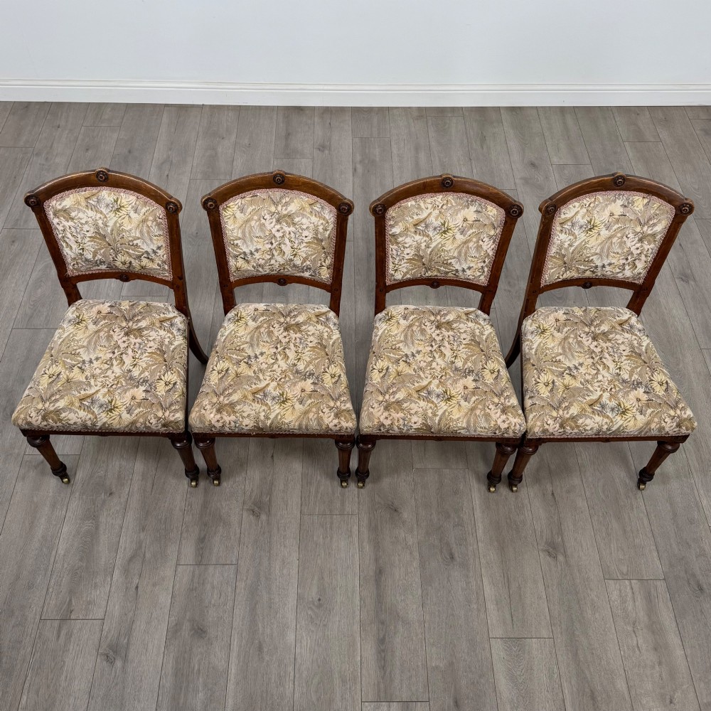 Antique 20th Century Edwardian Set Of 4 Oak Dining Chairs View VII