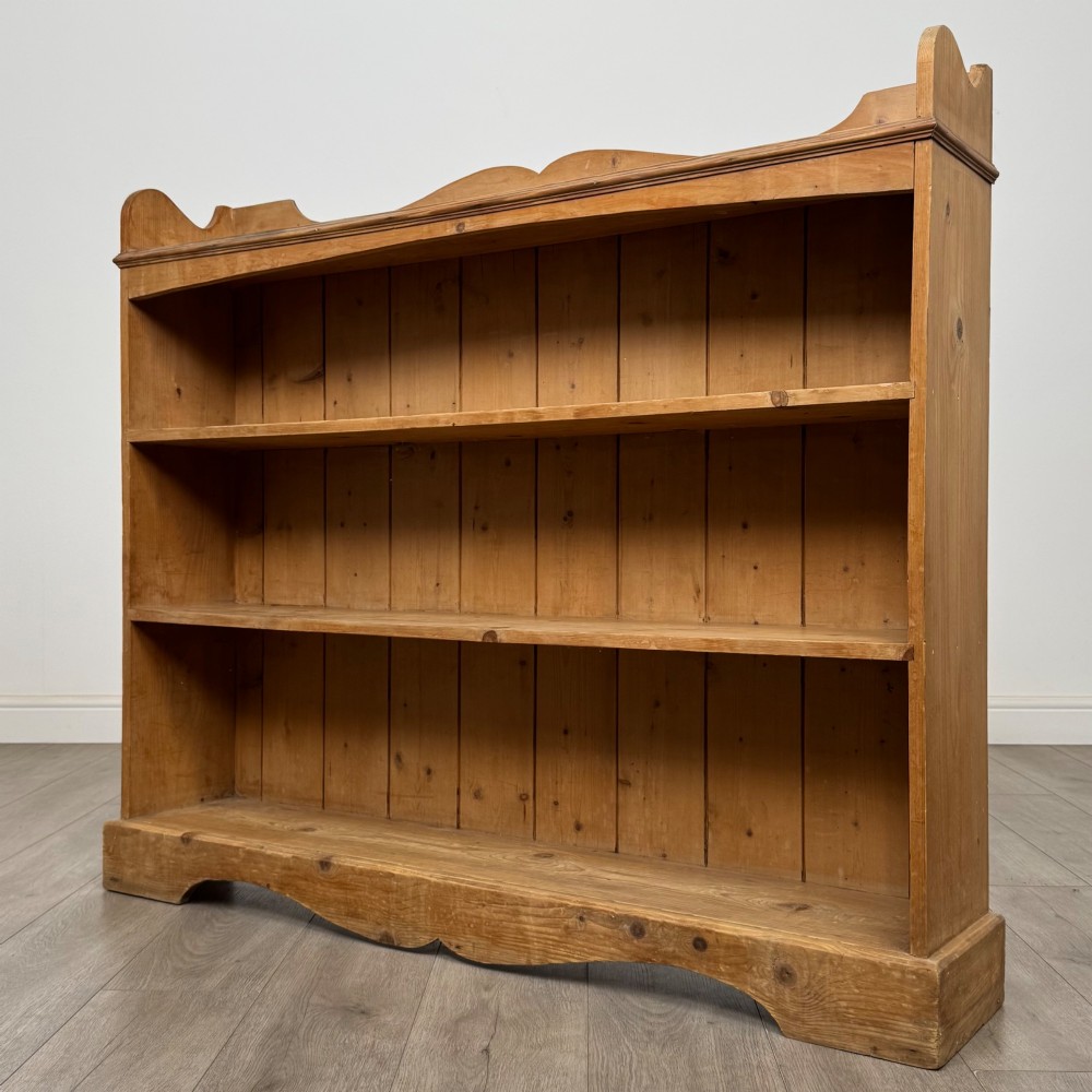 Antique 20th Century Good Quality Open Bookcase In Pine View III