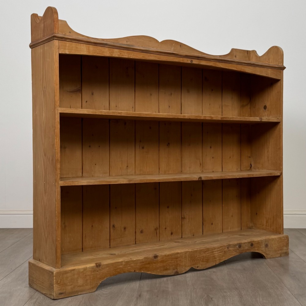 Antique 20th Century Good Quality Open Bookcase In Pine View IX