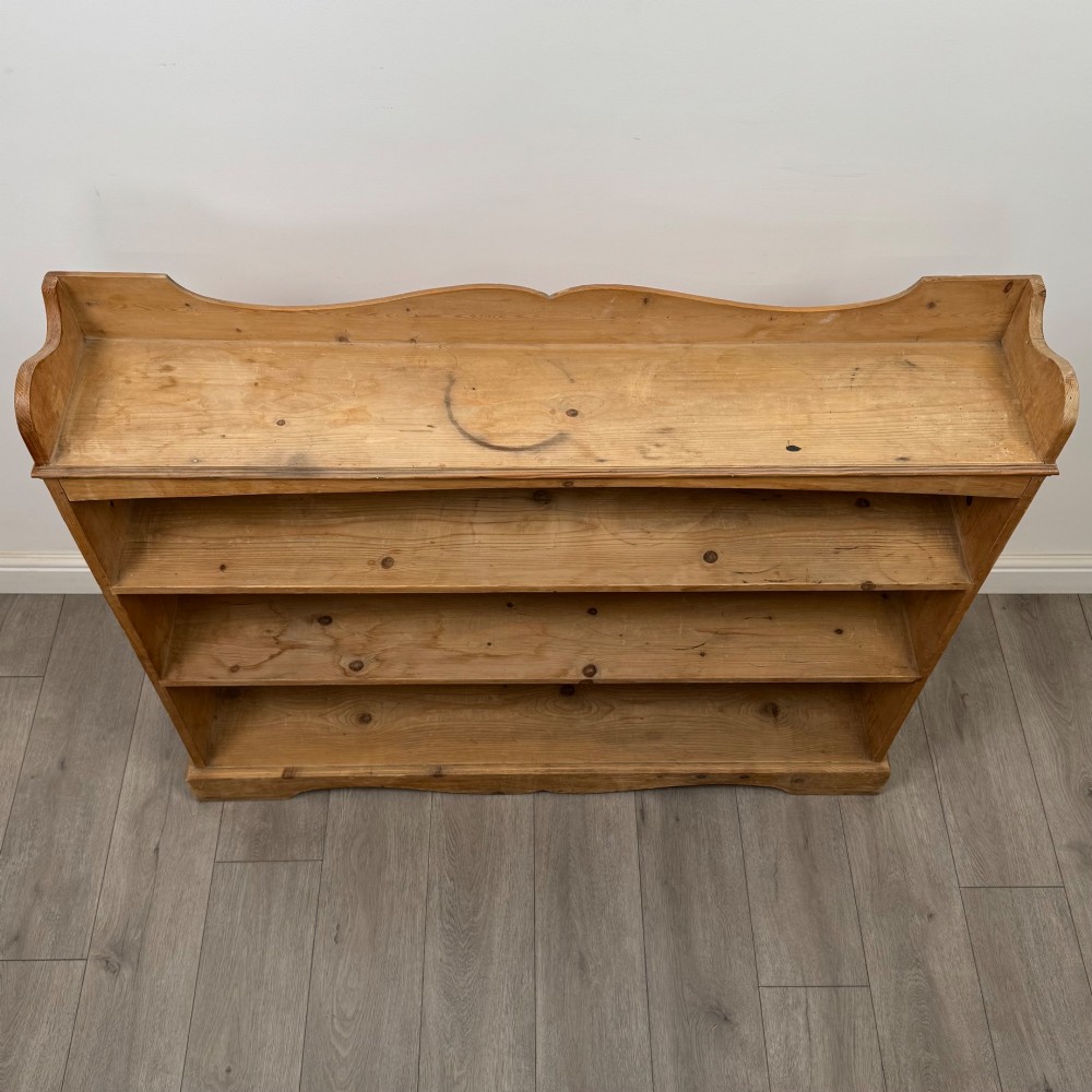 Antique 20th Century Good Quality Open Bookcase In Pine View X