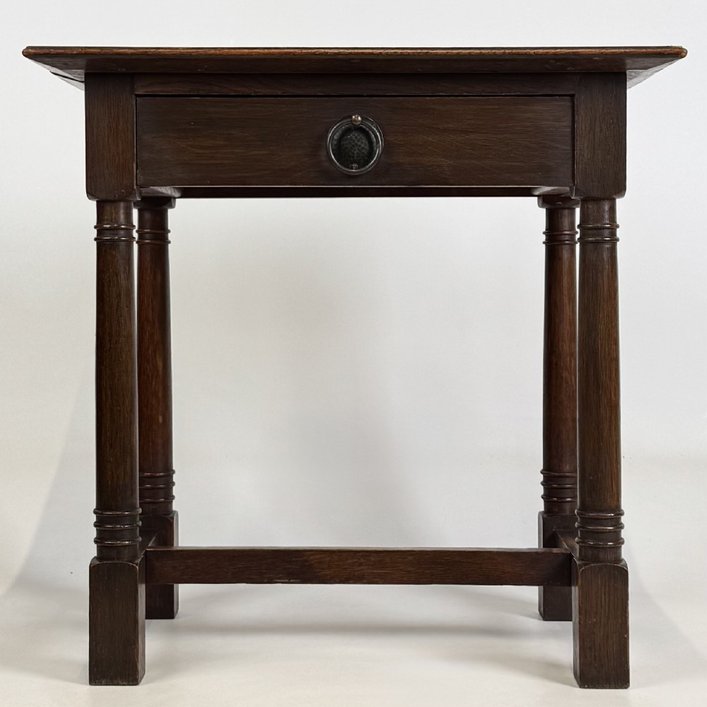 Antique 20th Century Art Nouveau Style Side Table In Oak