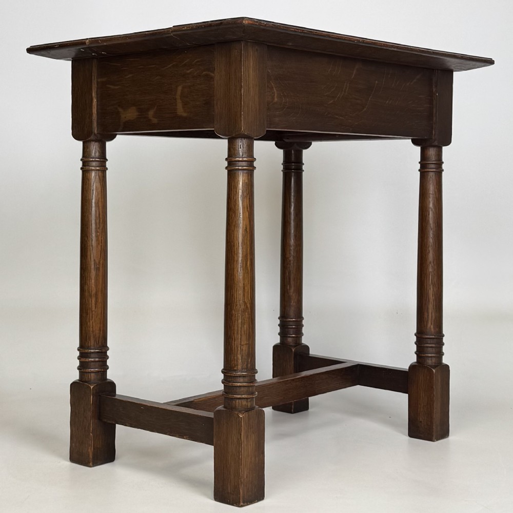 Antique 20th Century Art Nouveau Style Side Table In Oak View IV