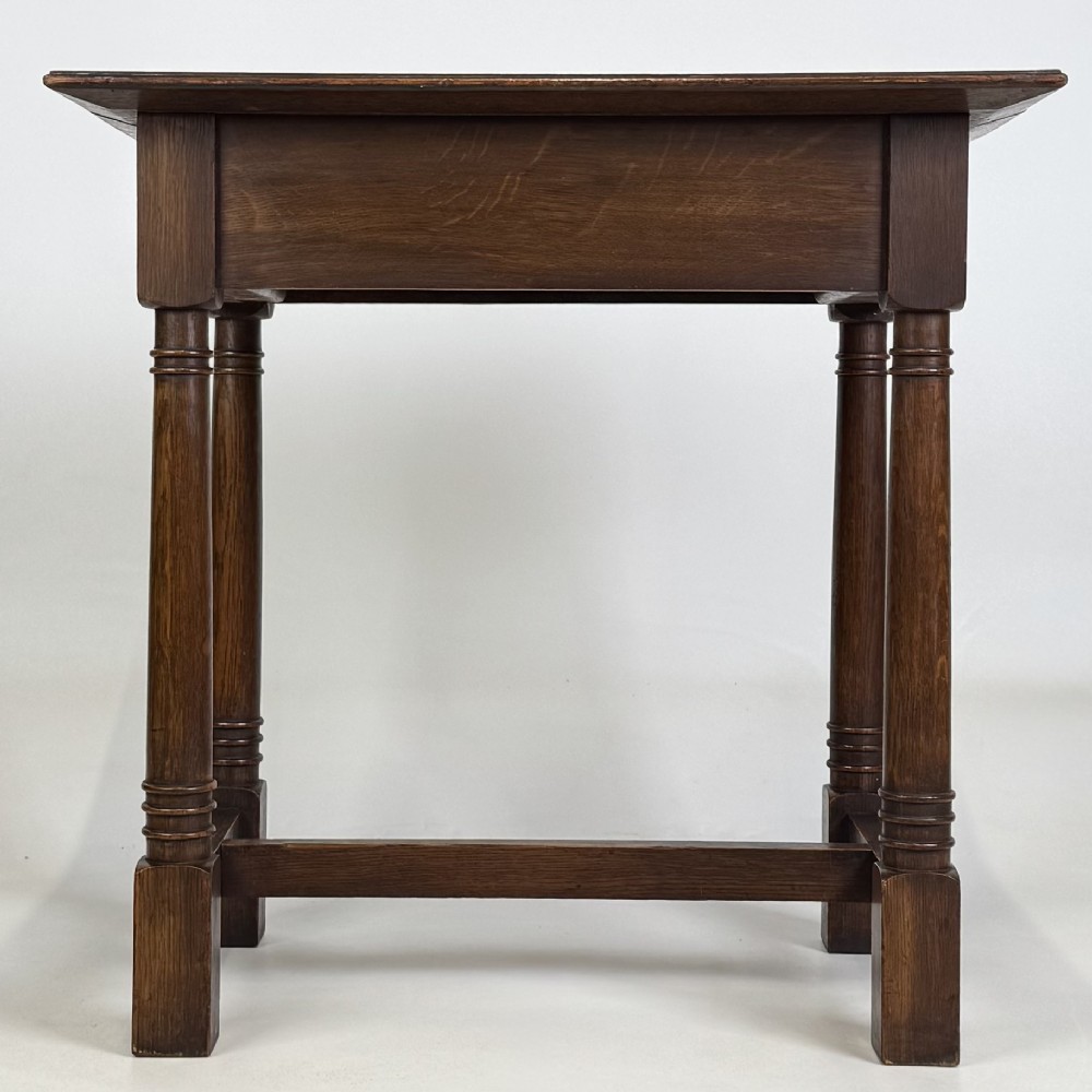 Antique 20th Century Art Nouveau Style Side Table In Oak View V