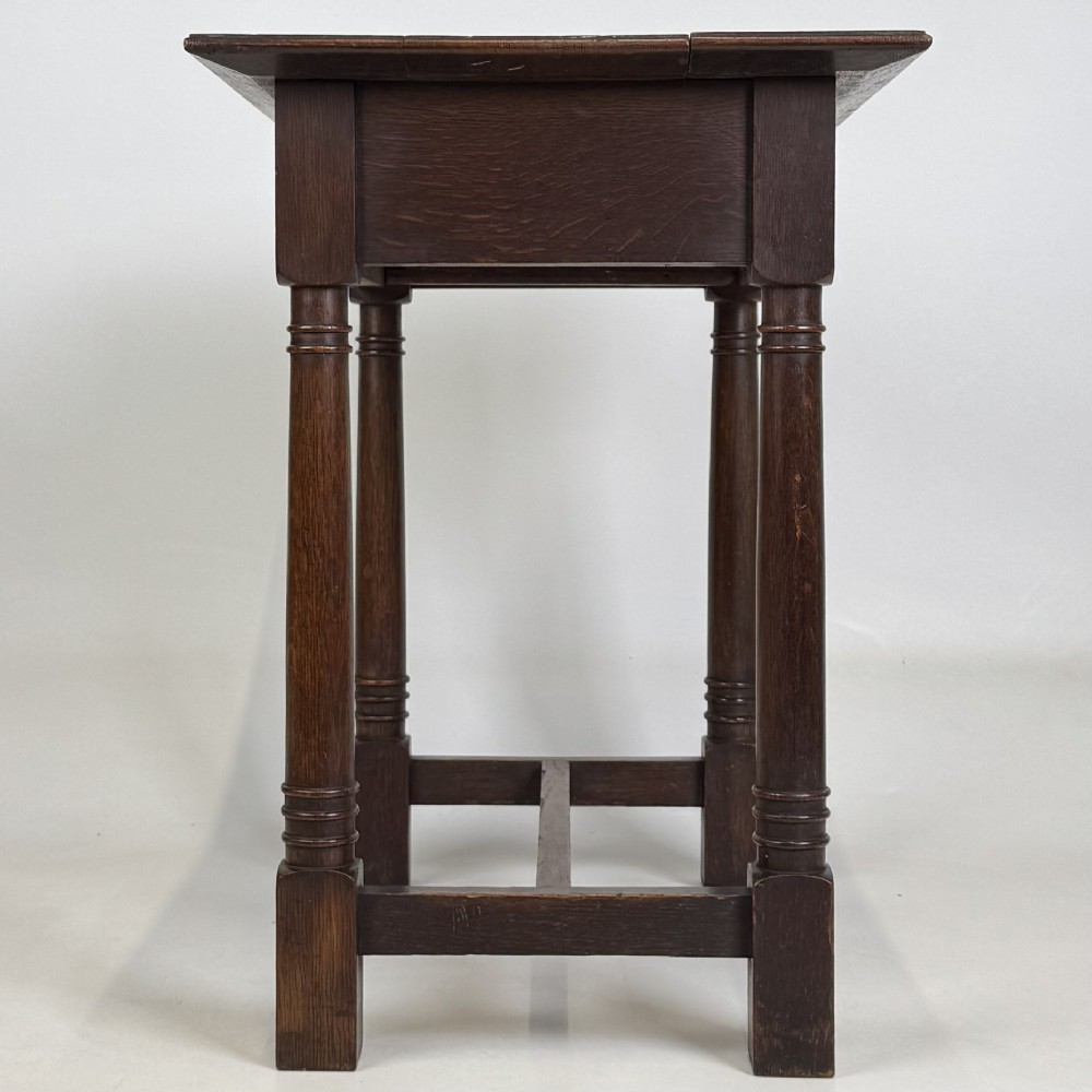 Antique 20th Century Art Nouveau Style Side Table In Oak View VII