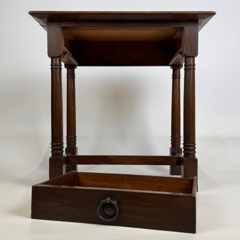 Antique 20th Century Art Nouveau Style Side Table In Oak View IX