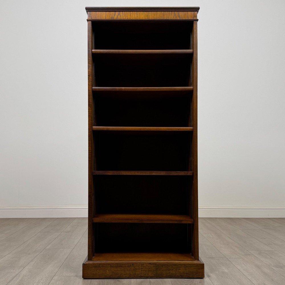Antique 20th Century Good Quality Open Bookcase In Oak