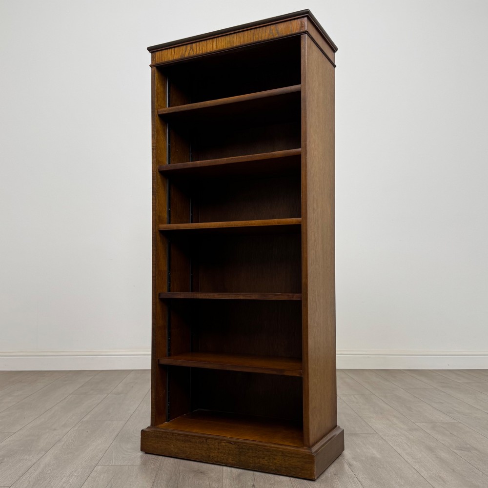 Antique 20th Century Good Quality Open Bookcase In Oak View II