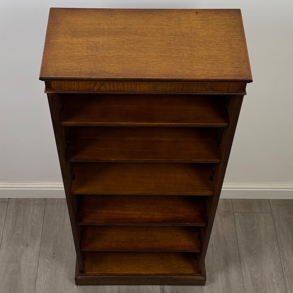 Antique 20th Century Good Quality Open Bookcase In Oak View IX