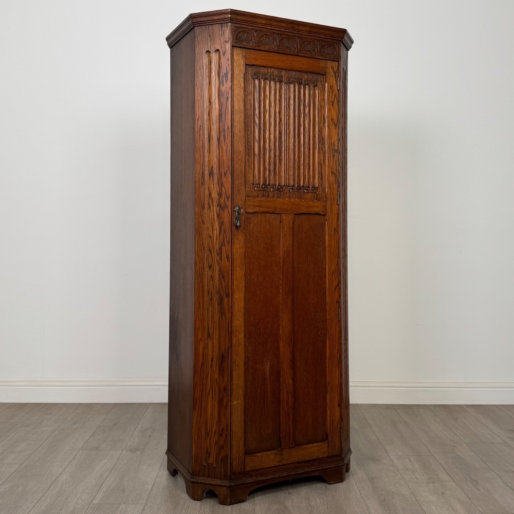 Antique 20th Century Edwardian Wardrobe In Oak View IX