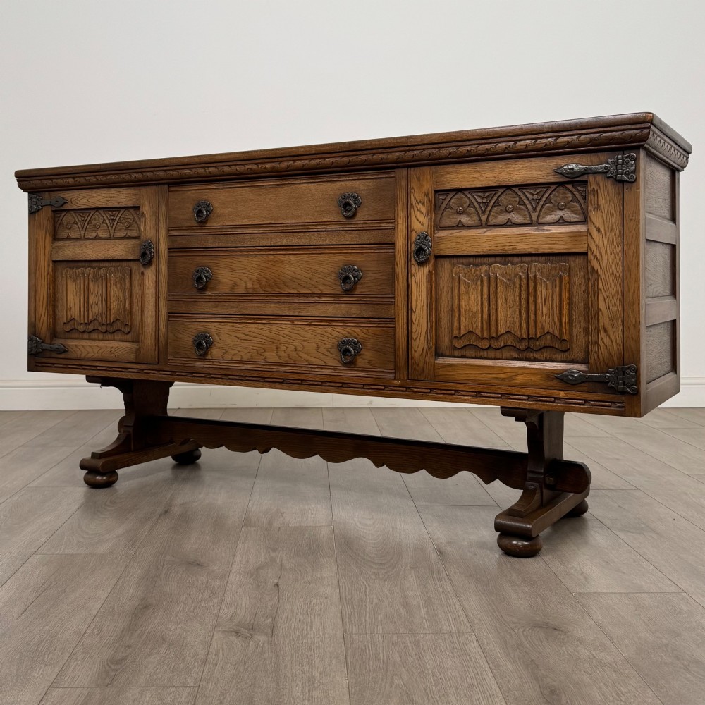 Antique 20th Century Carved Sideboard In Oak View III