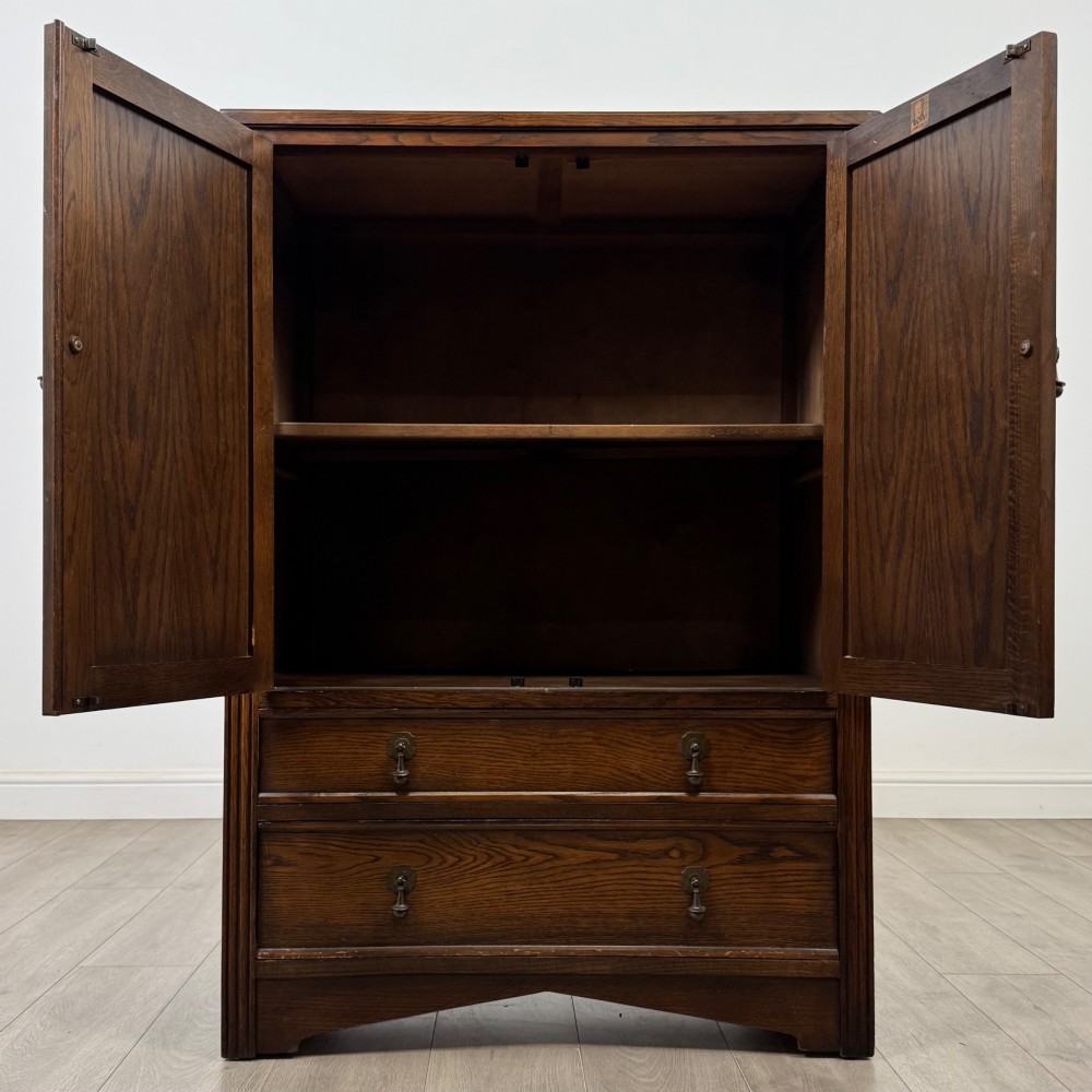 Antique 20th Century Carved Cupboard In Oak View II