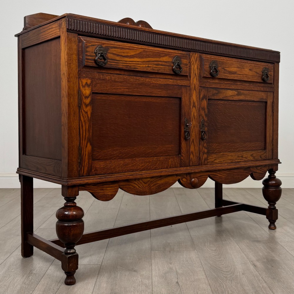 Antique 20th Century Edwardian Sideboard In Oak View IX