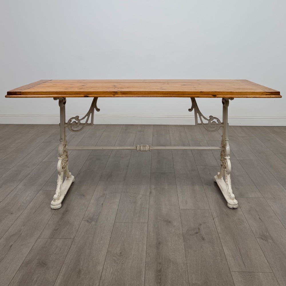 Antique 20th Century Cast Iron Dining Table With Pine Top  View II