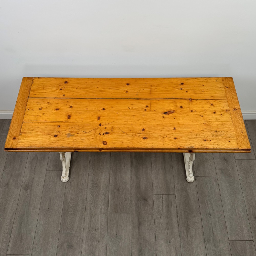 Antique 20th Century Cast Iron Dining Table With Pine Top  View III